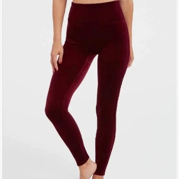 Spanx Women’s Rich Burgundy Velvet Leggings in Style 2070 Size Large - Picture 1 of 4